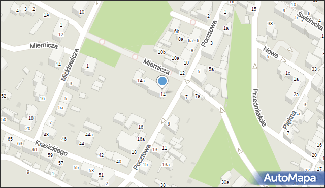 Dzierżoniów, Pocztowa, 14, mapa Dzierżoniów