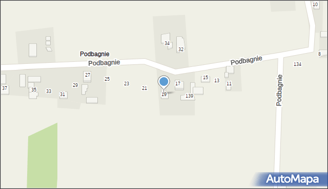 Dziewki, Podbagnie, 19, mapa Dziewki