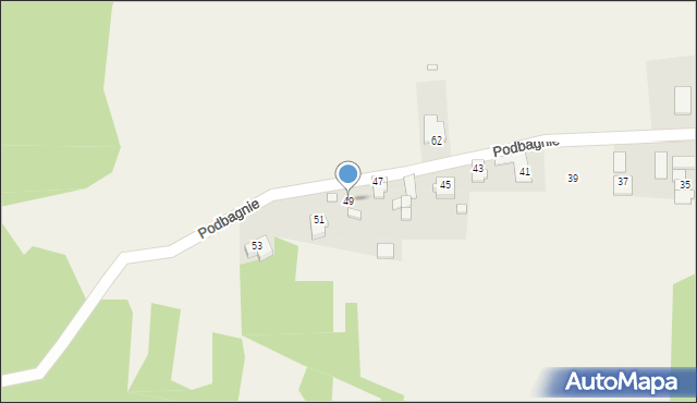 Dziewki, Podbagnie, 49, mapa Dziewki