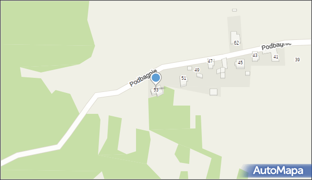 Dziewki, Podbagnie, 53, mapa Dziewki