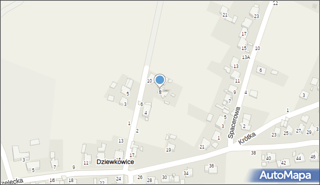Dziewkowice, Podgórna, 8, mapa Dziewkowice