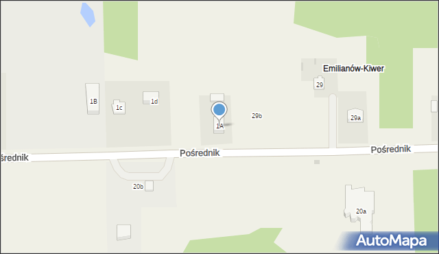 Emilianów, Pośrednik, 1A, mapa Emilianów