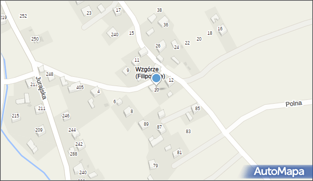 Filipowice, Podgórska, 10, mapa Filipowice