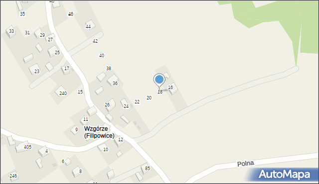 Filipowice, Podgórska, 18, mapa Filipowice