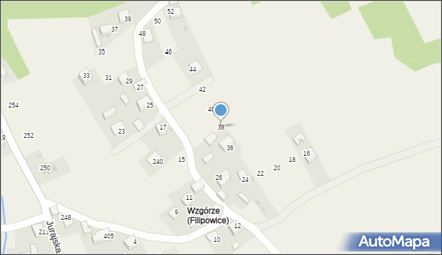 Filipowice, Podgórska, 38, mapa Filipowice