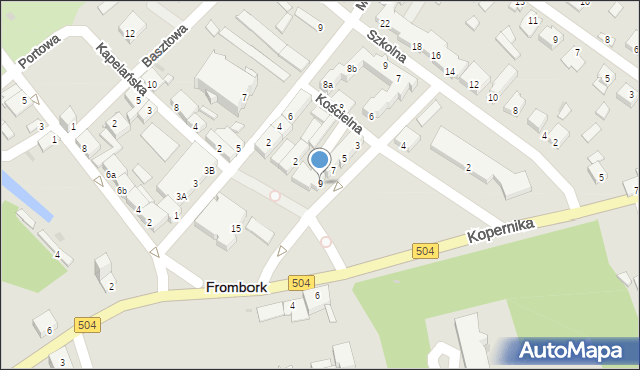Frombork, Pocztowa, 9, mapa Frombork