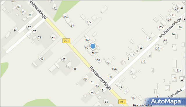 Fugasówka, Poniatowskiego, 56, mapa Fugasówka