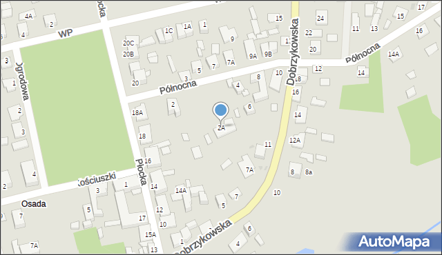 Gąbin, Północna, 2A, mapa Gąbin