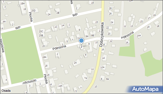 Gąbin, Północna, 4, mapa Gąbin