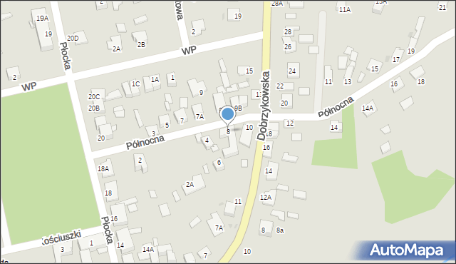 Gąbin, Północna, 8, mapa Gąbin