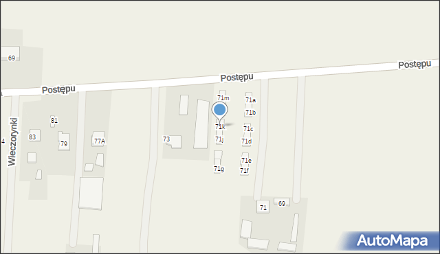 Garbatka, Postępu, 71k, mapa Garbatka
