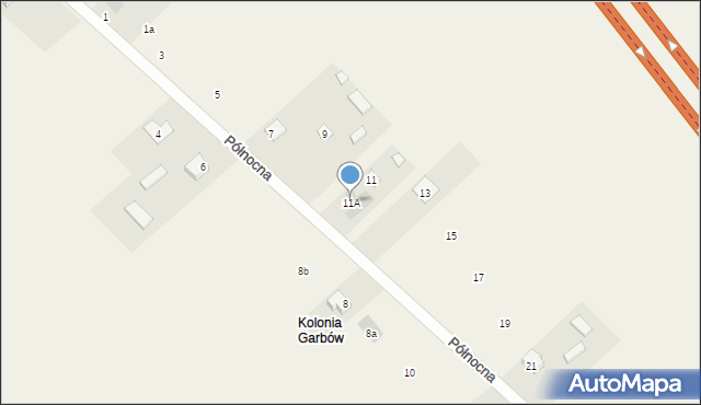 Garbów, Północna, 11A, mapa Garbów