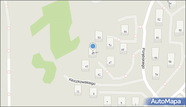 Gdańsk, Porębskiego Kazimierza, wadm., 45, mapa Gdańska