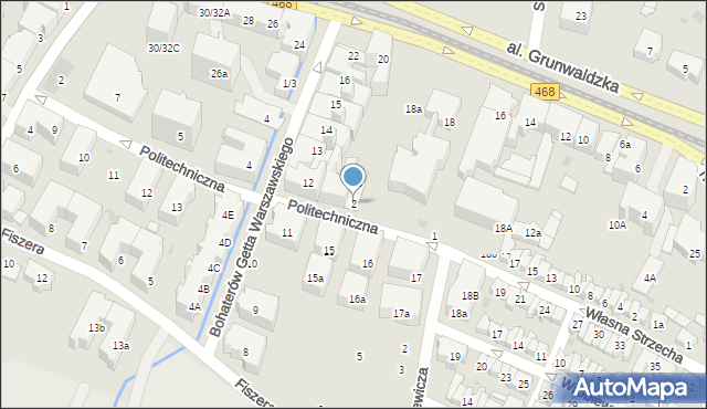 Gdańsk, Politechniczna, 2, mapa Gdańska