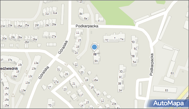 Gdańsk, Podkarpacka, 9B, mapa Gdańska