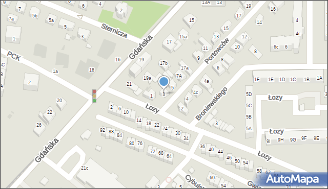 Gdańsk, Portowców, 3, mapa Gdańska