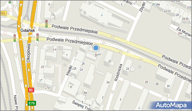 Gdańsk, Podwale Przedmiejskie, 20, mapa Gdańska