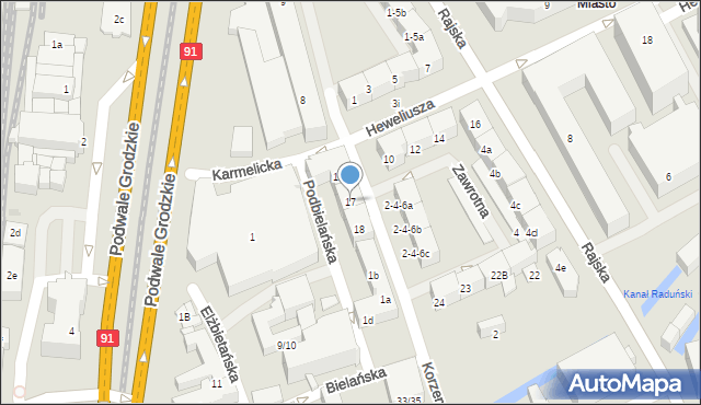 Gdańsk, Podbielańska, 17, mapa Gdańska