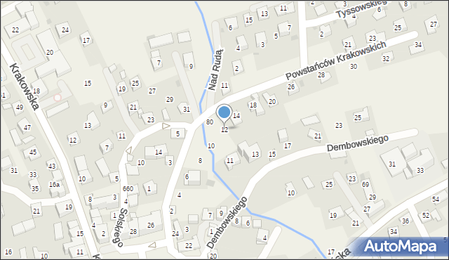Gdów, Powstańców Krakowskich, 12, mapa Gdów