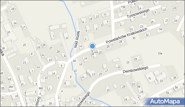 Gdów, Powstańców Krakowskich, 18, mapa Gdów