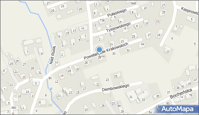 Gdów, Powstańców Krakowskich, 28, mapa Gdów