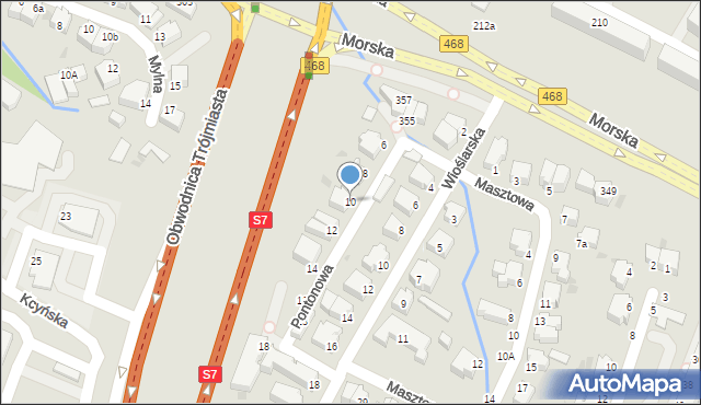 Gdynia, Pontonowa, 10, mapa Gdyni