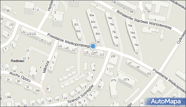 Gdynia, Powstania Wielkopolskiego, 113, mapa Gdyni