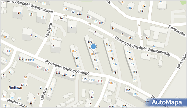 Gdynia, Powstania Wielkopolskiego, 80c, mapa Gdyni