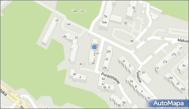 Gdynia, Porazińskiej Janiny, 2, mapa Gdyni