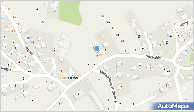 Giebułtów, Podwikle, 5, mapa Giebułtów