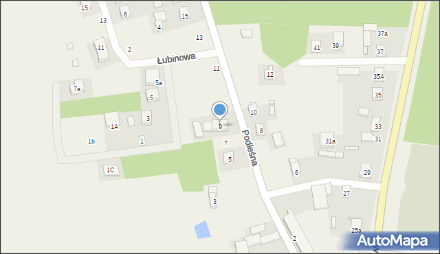 Gieczno, Podleśna, 9, mapa Gieczno