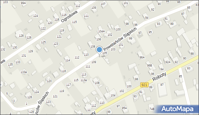 Gierałtowice, Powstańców Śląskich, 107, mapa Gierałtowice