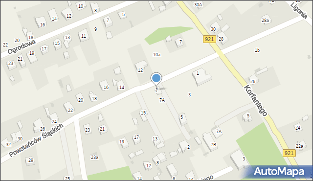 Gierałtowice, Powstańców Śląskich, 7, mapa Gierałtowice