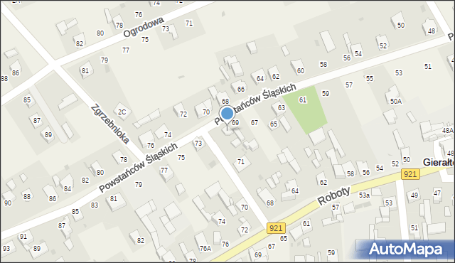 Gierałtowice, Powstańców Śląskich, 71A, mapa Gierałtowice