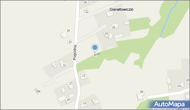 Gierałtowiczki, Pogodna, 14, mapa Gierałtowiczki