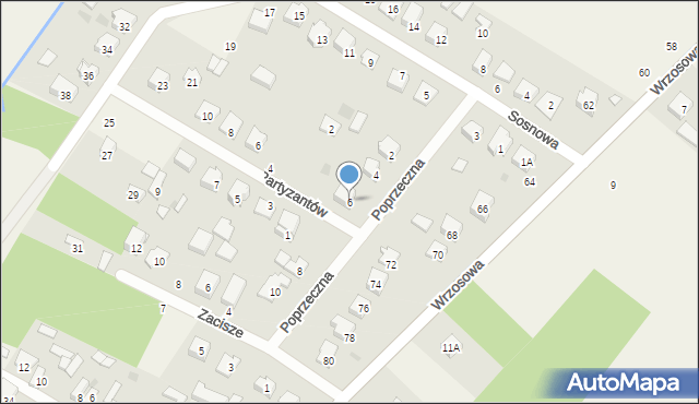 Glinianka, Poprzeczna, 6, mapa Glinianka