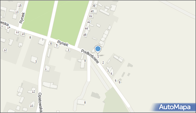 Gliniany, Podkościele, 1, mapa Gliniany