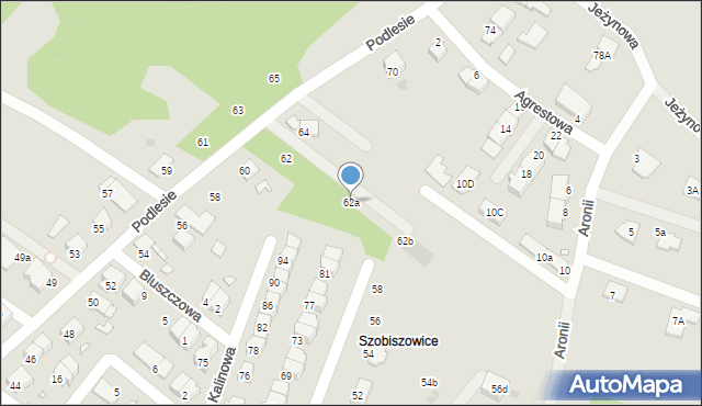 Gliwice, Podlesie, 62a, mapa Gliwic