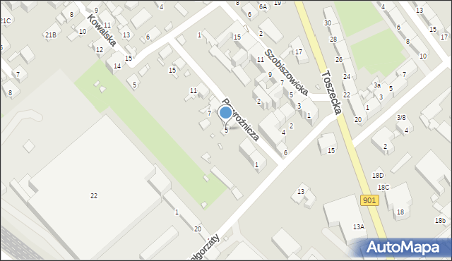 Gliwice, Powroźnicza, 5, mapa Gliwic