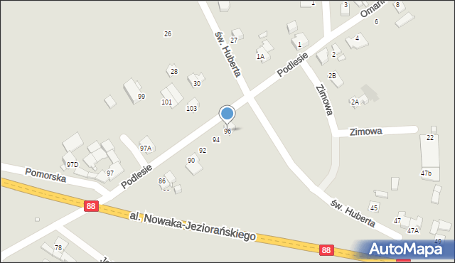 Gliwice, Podlesie, 96, mapa Gliwic