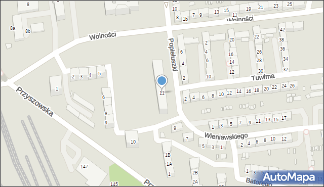 Gliwice, Popiełuszki Jerzego, bł. ks., 11, mapa Gliwic