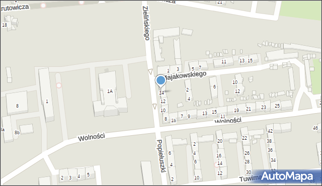 Gliwice, Popiełuszki Jerzego, bł. ks., 14, mapa Gliwic