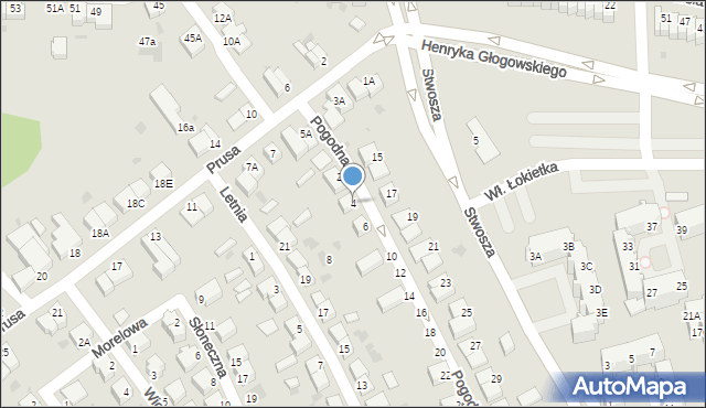 Głogów, Pogodna, 4, mapa Głogów