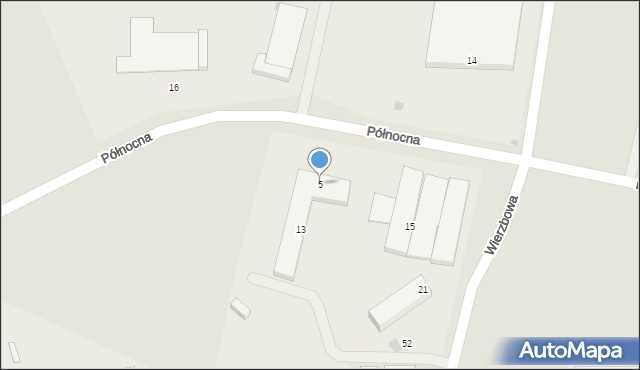 Głogów, Północna, 5, mapa Głogów