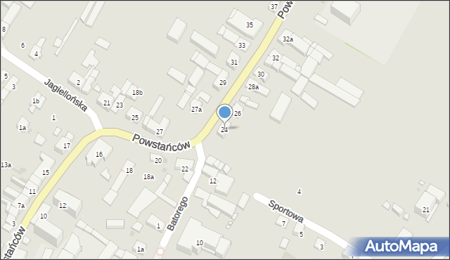Głogówek, Powstańców, 24, mapa Głogówek