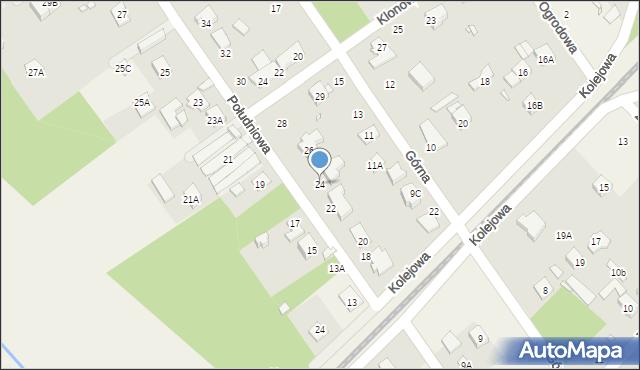 Głosków-Letnisko, Południowa, 24, mapa Głosków-Letnisko