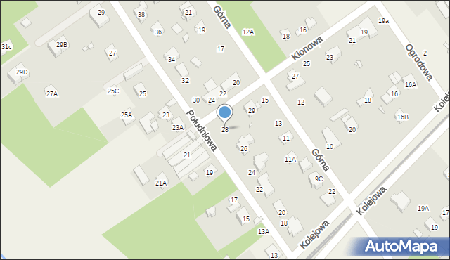 Głosków-Letnisko, Południowa, 28, mapa Głosków-Letnisko