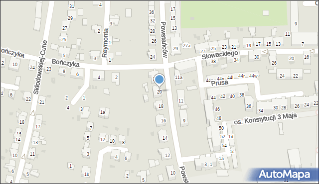 Głubczyce, Powstańców, 20, mapa Głubczyce