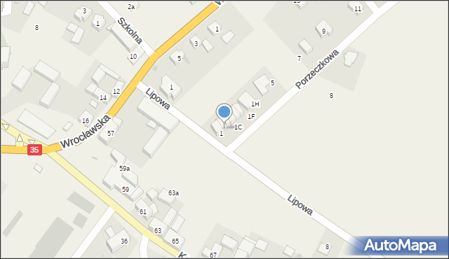 Gniechowice, Porzeczkowa, 1a, mapa Gniechowice