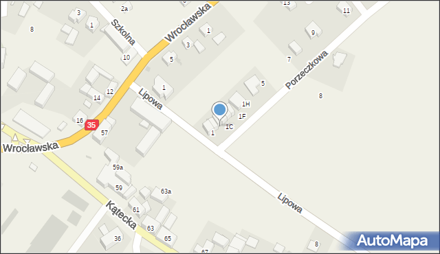 Gniechowice, Porzeczkowa, 1b, mapa Gniechowice